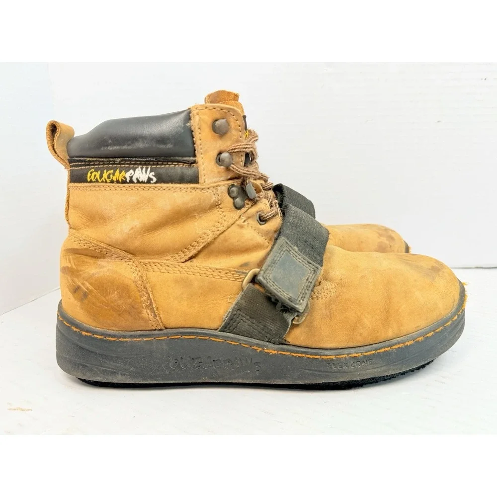 Cougar Paws Roofing Boots Men's 10.5 USA Leather CPPP Tan Strap Work Boots
